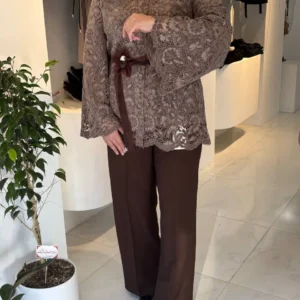 کت تمام گیپور و شلوار کرپ کنزو